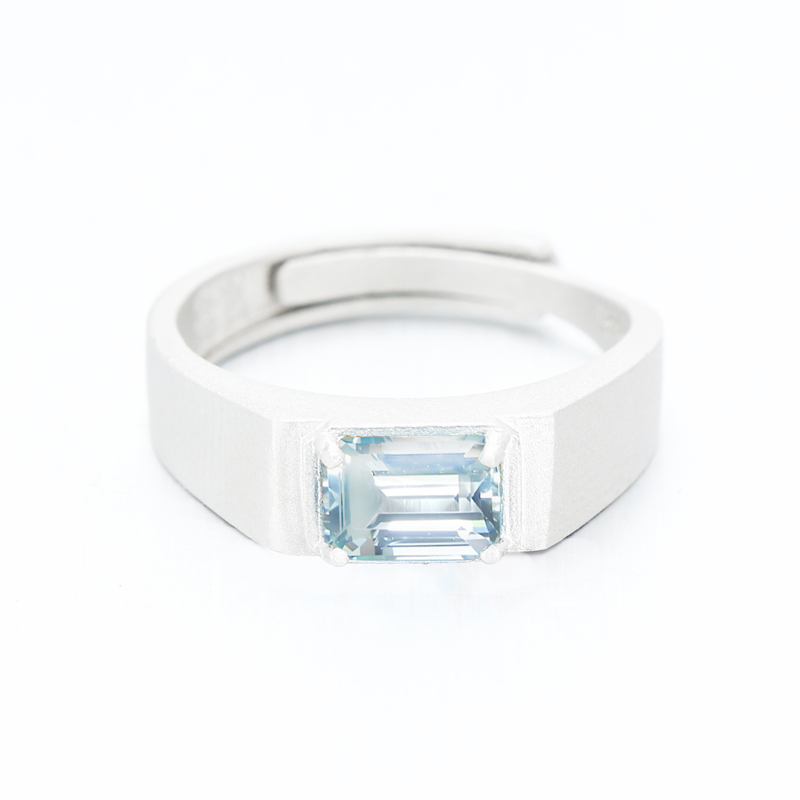 天然海蓝宝戒指[致雅]925银戒指珠宝首饰珠宝双十一轻奢简约