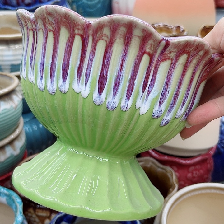 多肉绿植陶瓷花盆9.9包邮，有孔