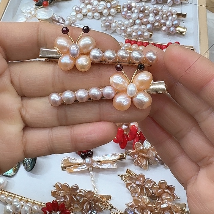 淡水珍珠发饰银S925镶嵌