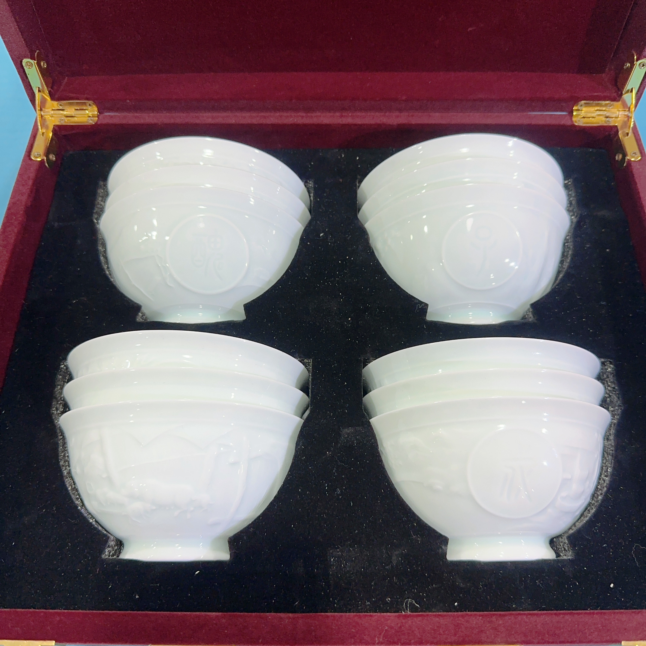 【袁氏瓷业】景德镇陶瓷影青十二生肖套装礼盒装1