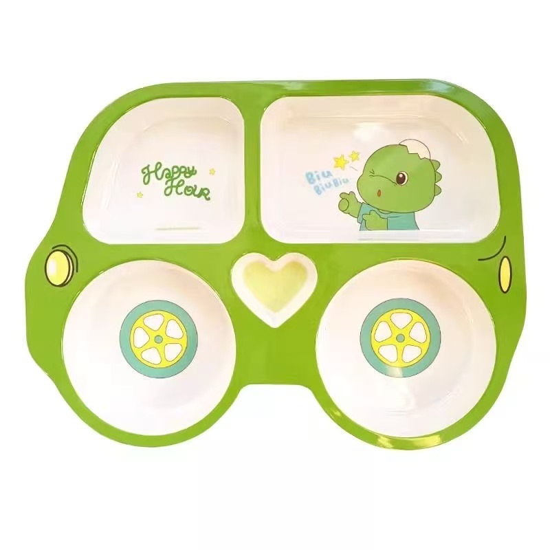 防滑儿童汽车餐盘  可爱家用吃饭防摔分格盘分隔