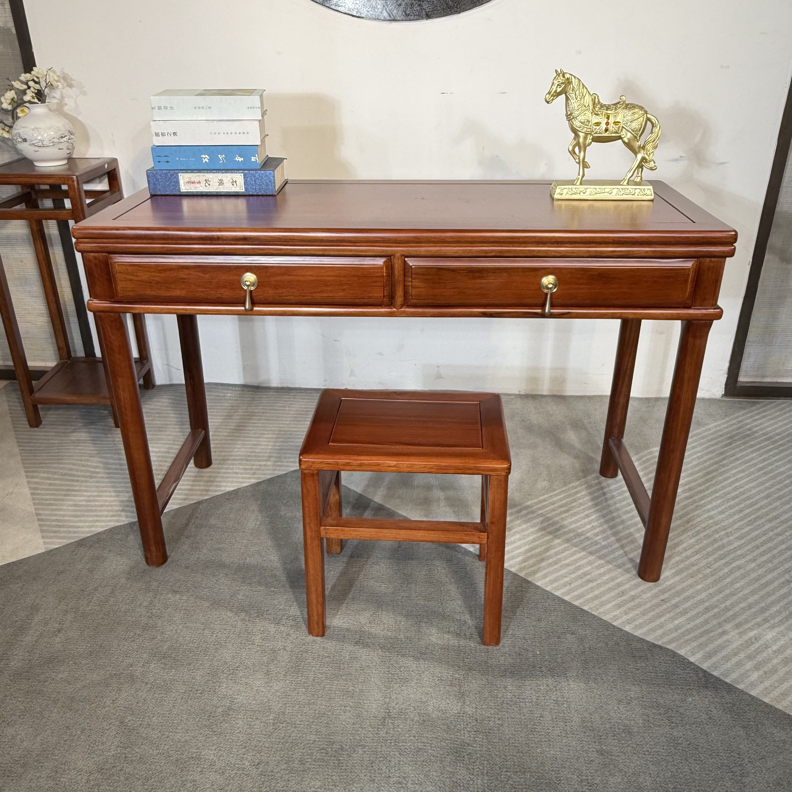 新中式乌金木实木书桌家用学习写字桌书房简易办公桌