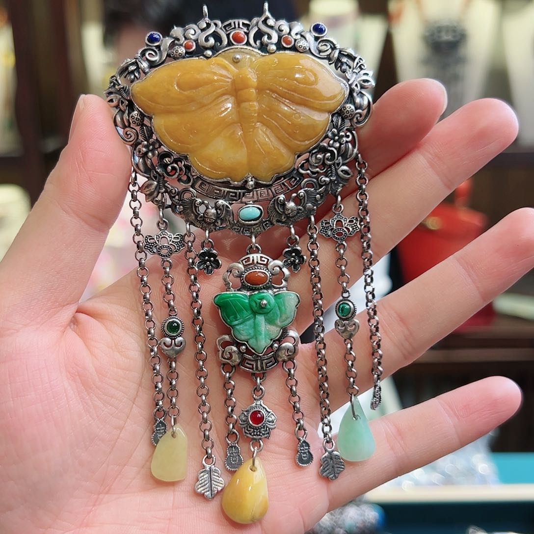 翡翠吊坠(不含链)银S925镶嵌吊坠