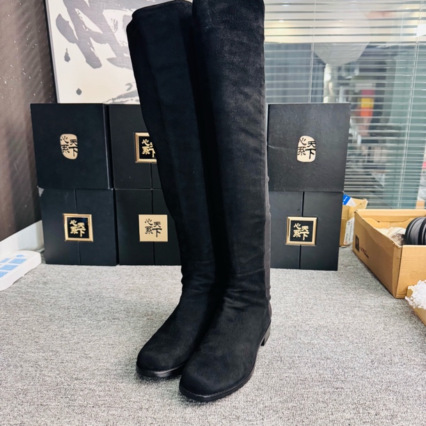 95新 StuartWeitzman 麂皮拼接长靴36.5码ysc1604