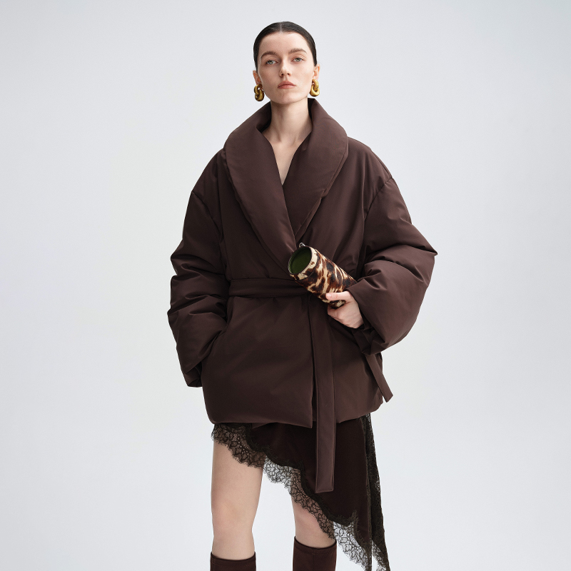 AUDREYWANG浴袍式保暖时尚休闲羽绒服12919