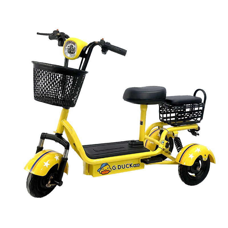 小黄鸭电动三轮车迷你小型折叠电动车亲子老年人代步三轮电动车
