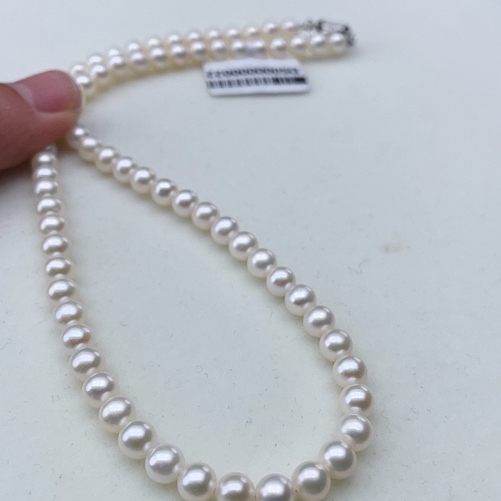 淡水珍珠颈饰银S925镶嵌卡5-6极光炫彩高品