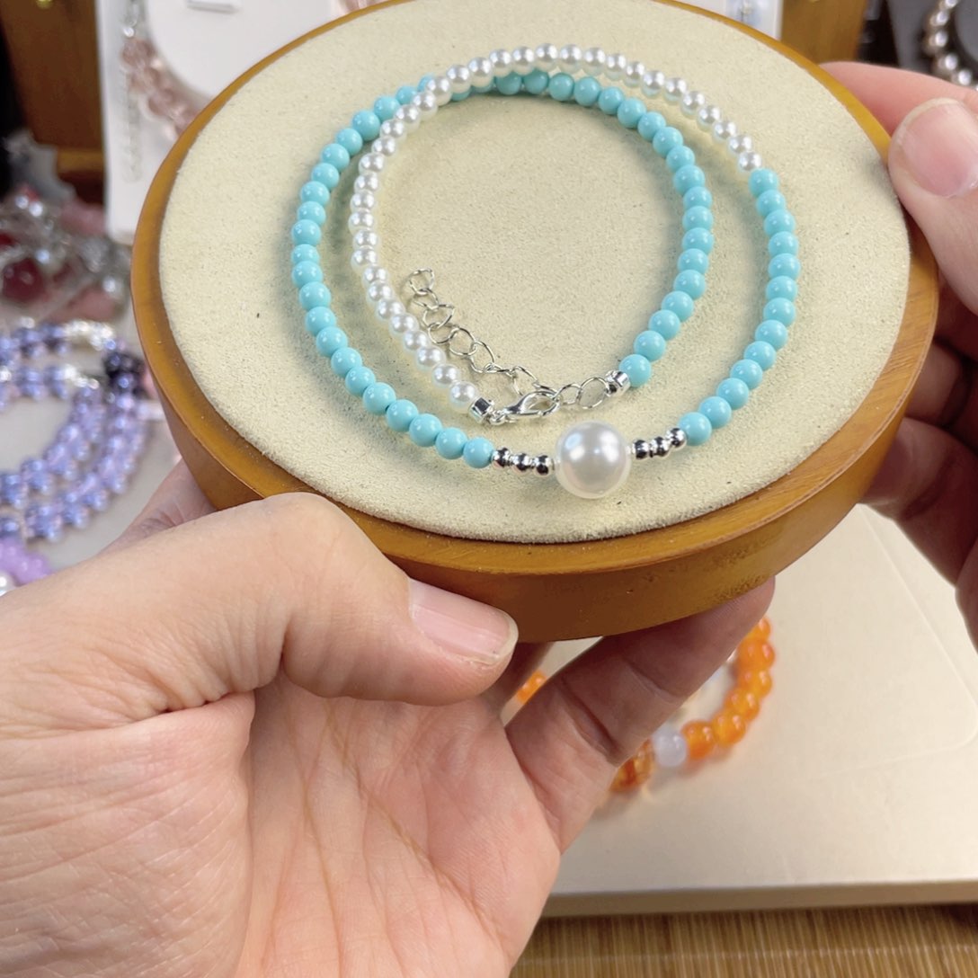 绿松石手饰银S925镀金镶嵌