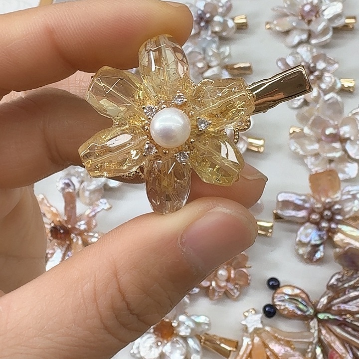 淡水珍珠发饰银S925镶嵌