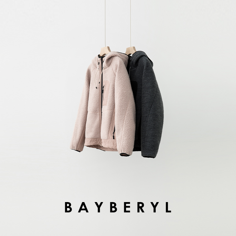 BAYBERYL老贝大鹅粉墨*毛绒拼接连帽保暖时尚外套9MF5L0544-12/7