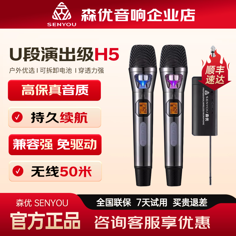 森优H5专业户外路演无线麦克风人声K歌演出直播动圈麦
