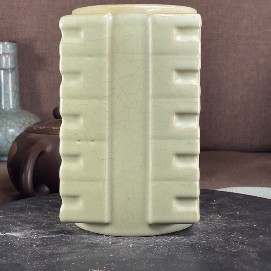 瓶汝窑四方琮瓶一个