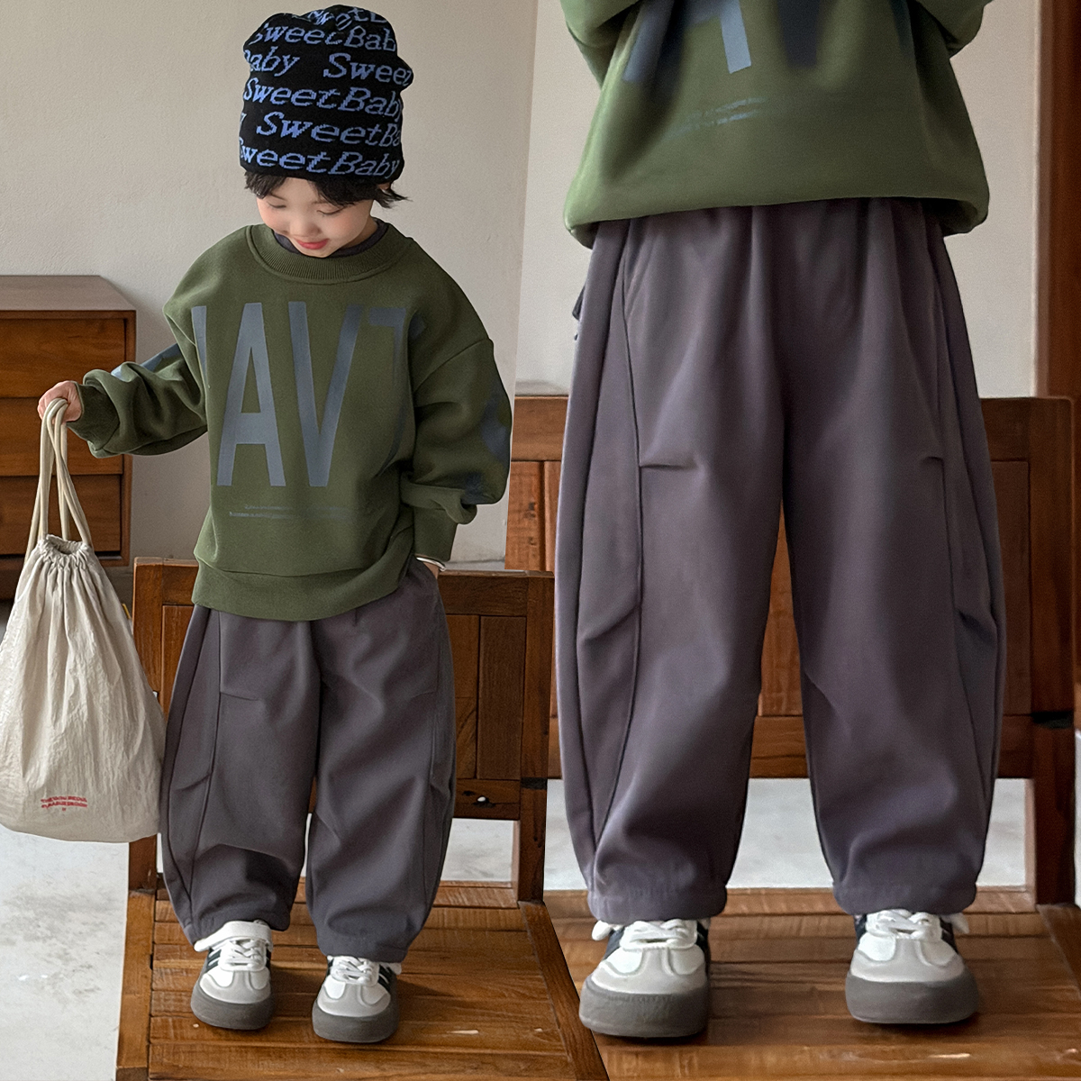 男童加绒裤子儿童休闲裤2025新款秋冬装洋气 CXF3791悠悠童话童装