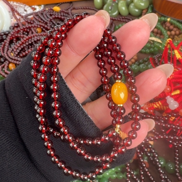 银S925镶嵌石榴石颈饰