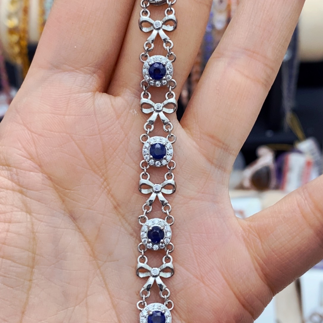 蓝宝石手链银S925镶嵌