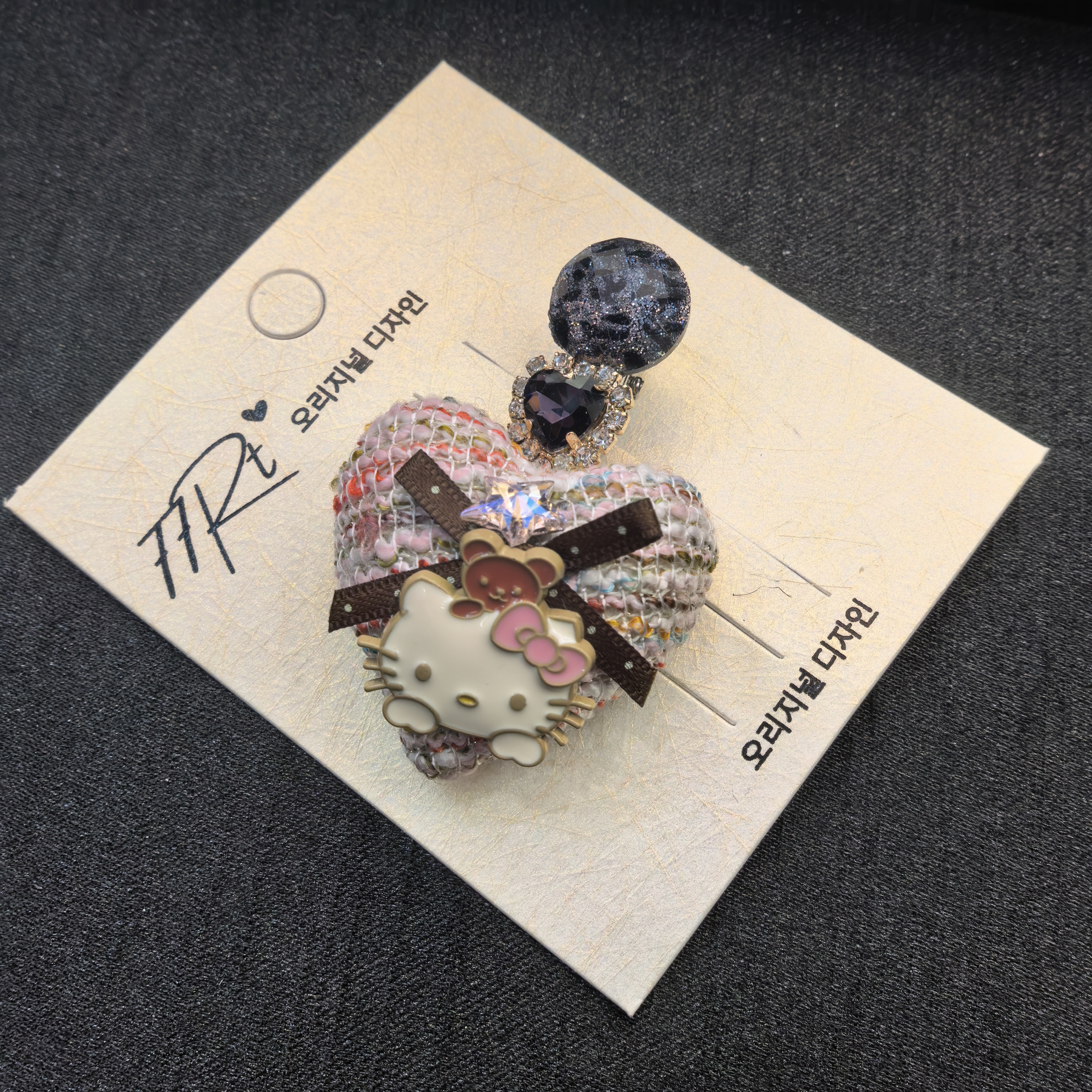 C442粉色爱心蝴蝶结小熊闪闪边夹