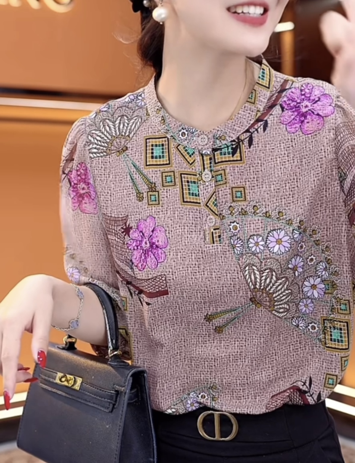 【洒银工艺】夏季薄款七分袖冰丝衬衫大码胖mm遮肚显瘦洋气防晒小衫