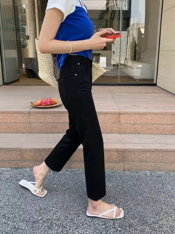 CUVVI 8669 腿精神裤 夏季面膜高腰给我烟管裤