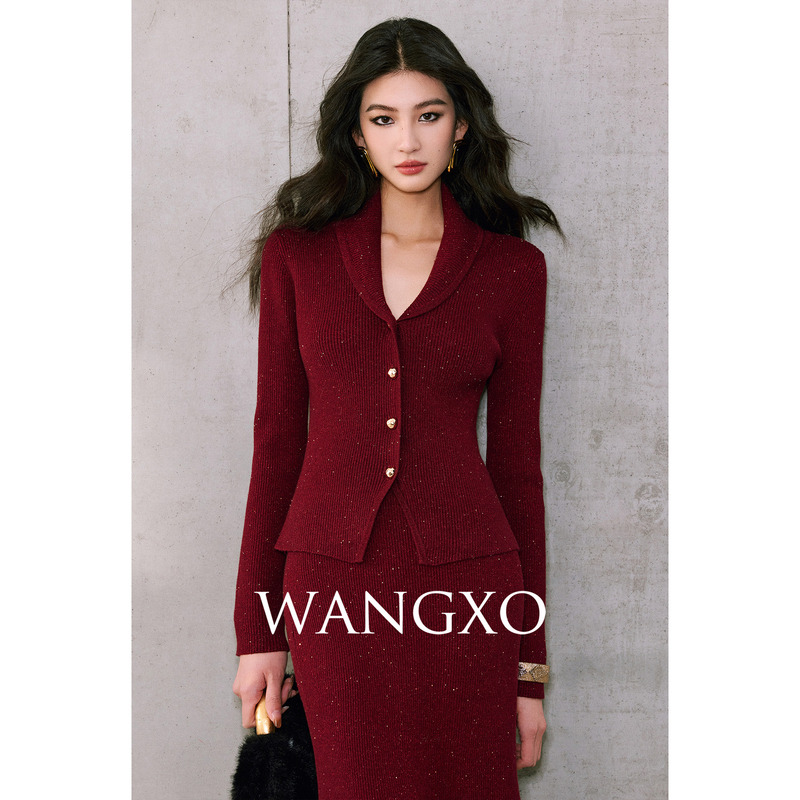 WANGXO 亮丝羊毛珠片针织套装  2561595W