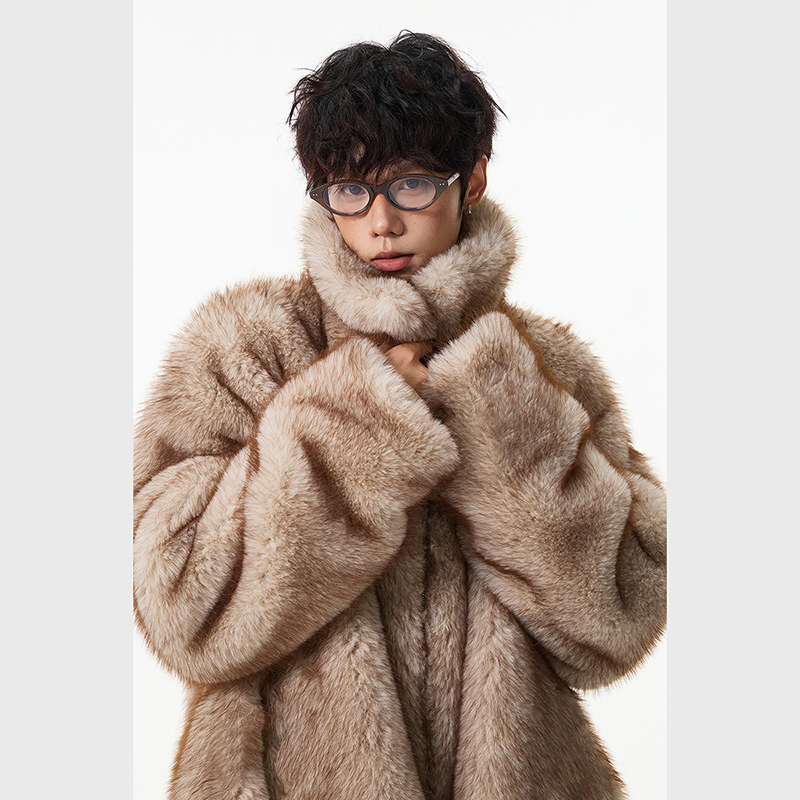 美式复古加厚毛毛外套男冬季双面穿座山雕毛领保暖棉服派克服