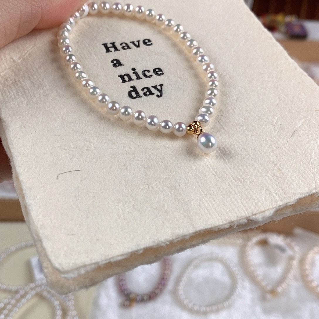 手绳18K金镶嵌淡水珍珠