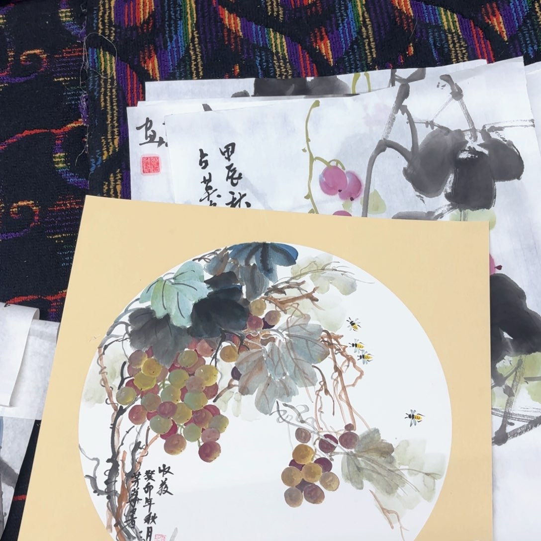 国画观**歌张芳华斗方卡纸童