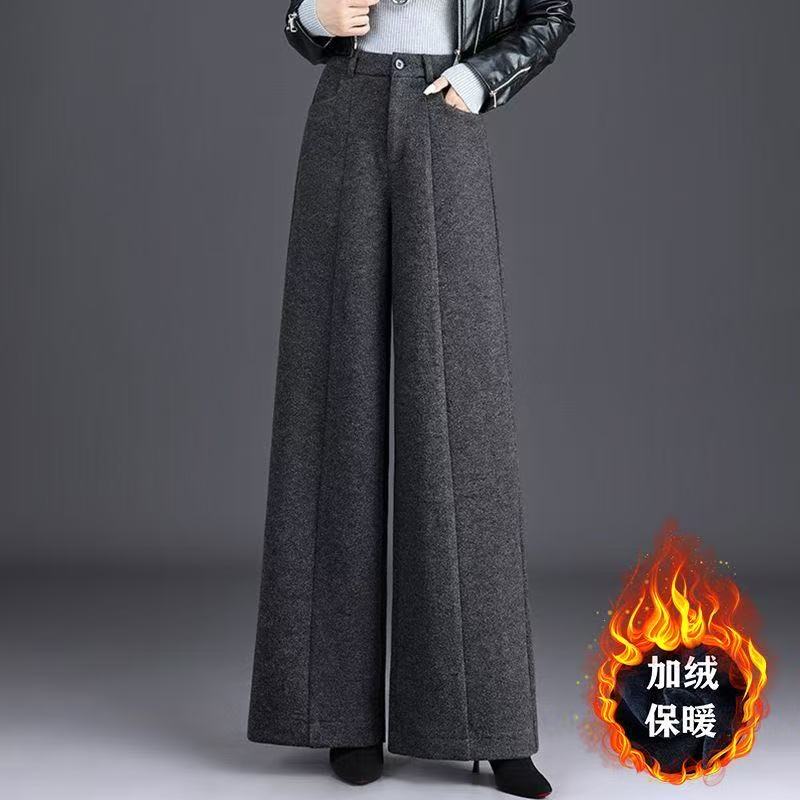 羊毛呢阔腿裤2025秋冬新款女高腰显瘦遮胯宽松休闲百搭大脚长裤女