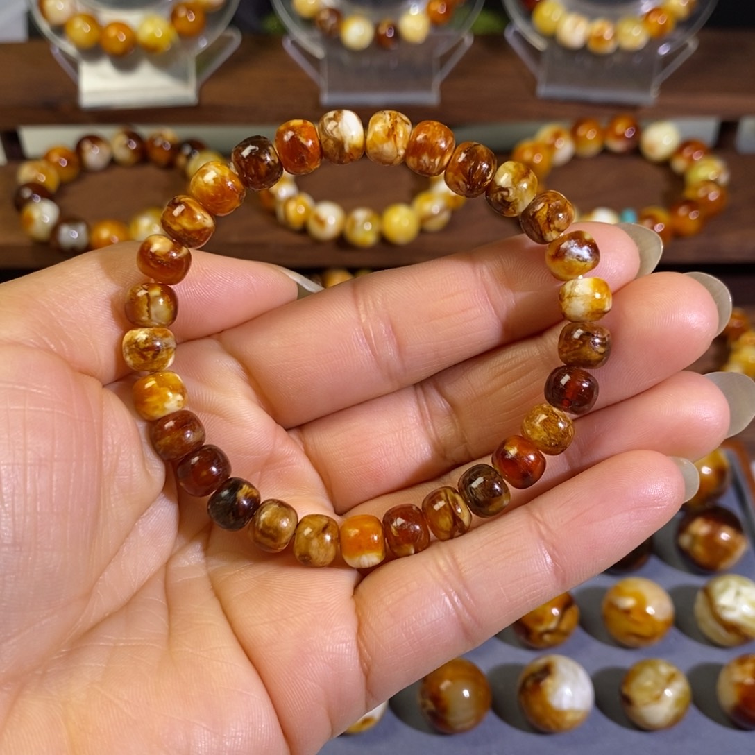 蜜蜡未镶嵌裸石沁色蜜蜡手串