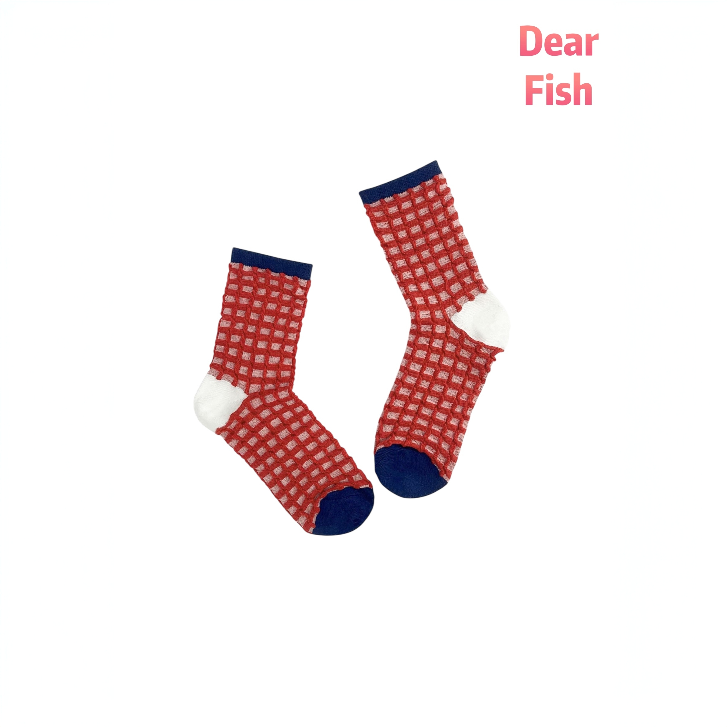 DF DEAR FISH【莓果松饼】安克拉红秋款透气短筒女袜时尚日系潮袜