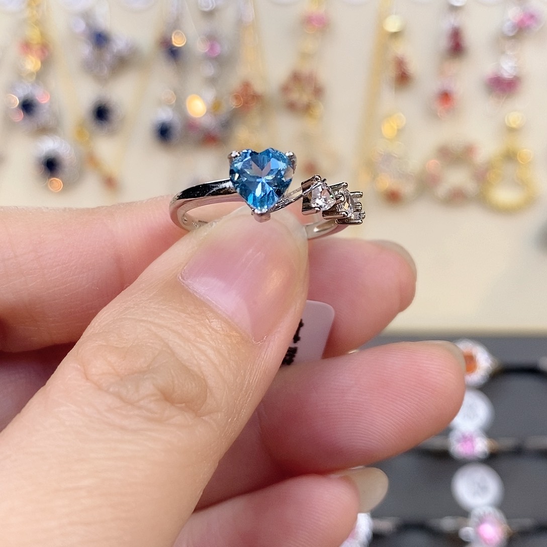 托帕石戒指银S925镶嵌