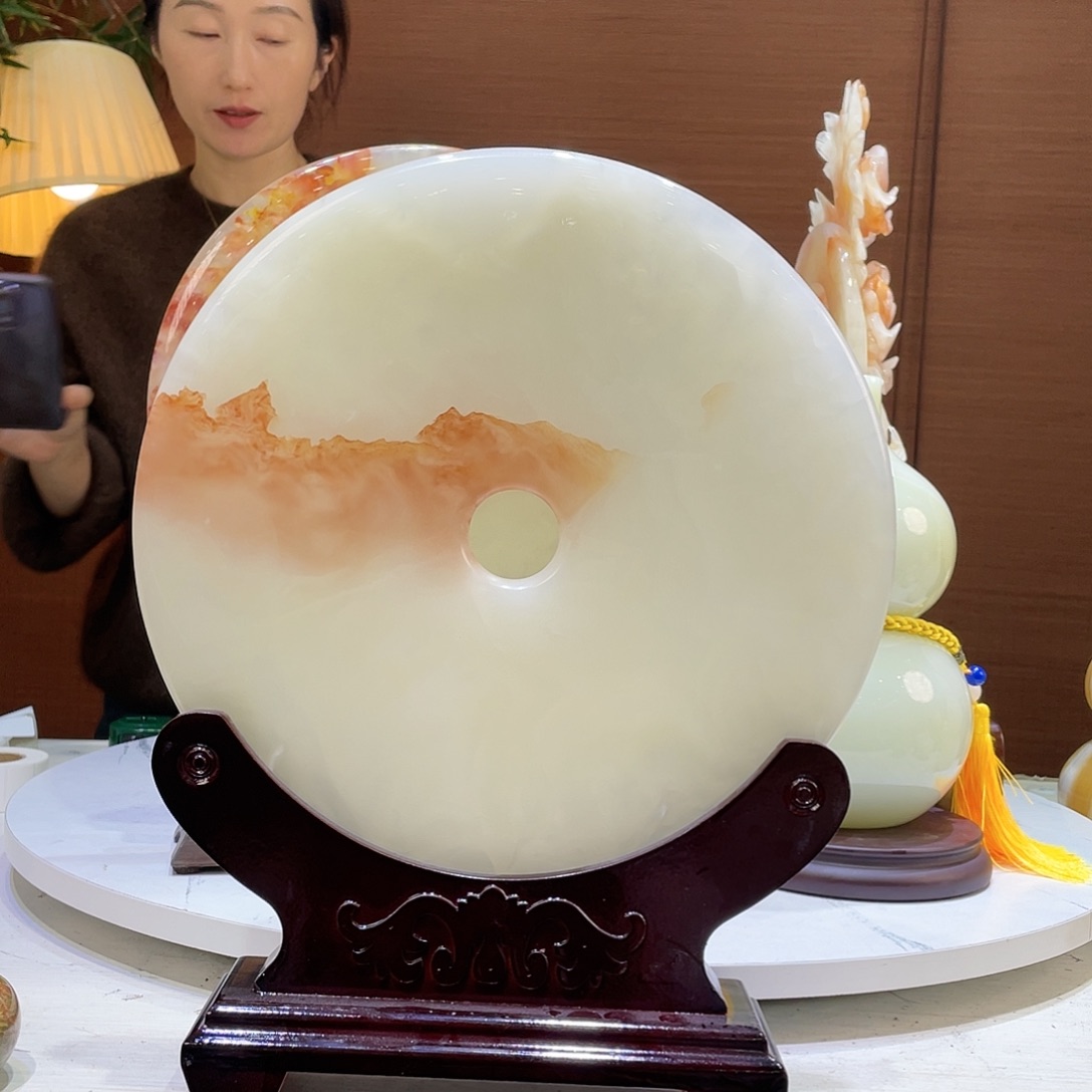 玉精品天然玉石平安扣摆件