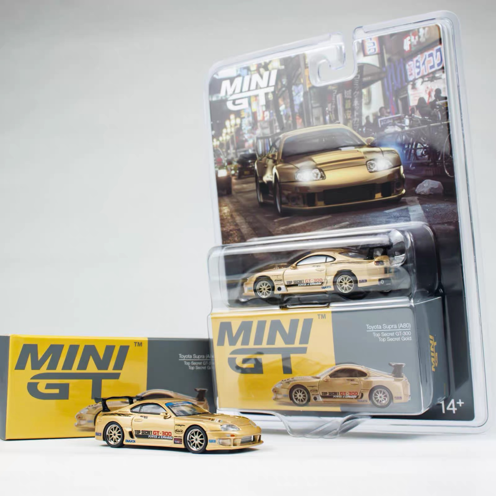 MINIGT 1/64 丰田 速霸 A80 GT-300 金 车内摆件 汽车模型
