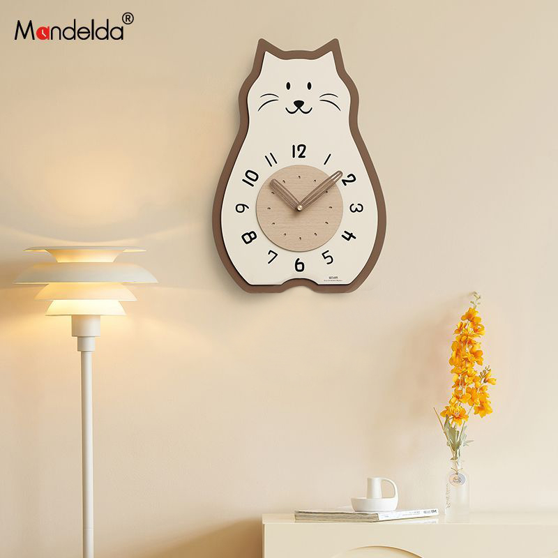 免打孔奶油风挂钟客厅钟表餐厅新款简约现代时钟挂墙q35