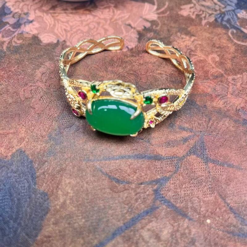 S6-天然 -高端  大气  时尚  绿玉髓手镯