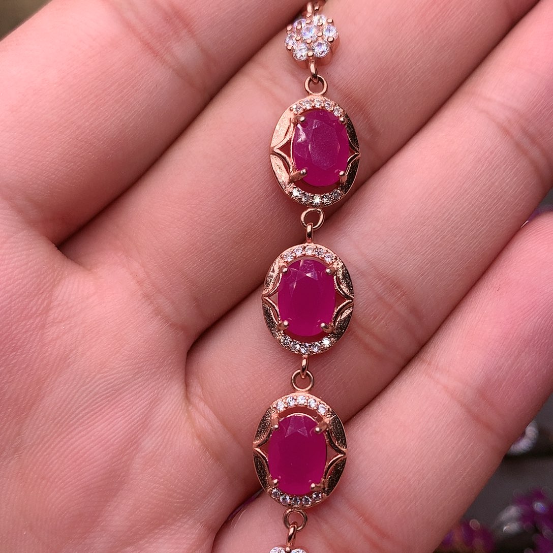 红宝石手链银S925镶嵌