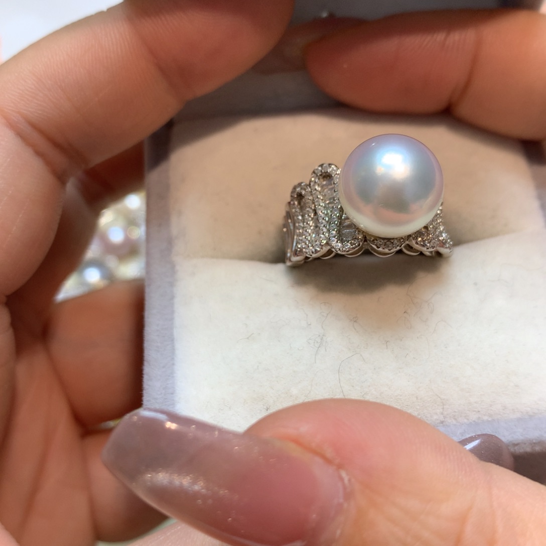 海水珍珠戒指银S925镶嵌