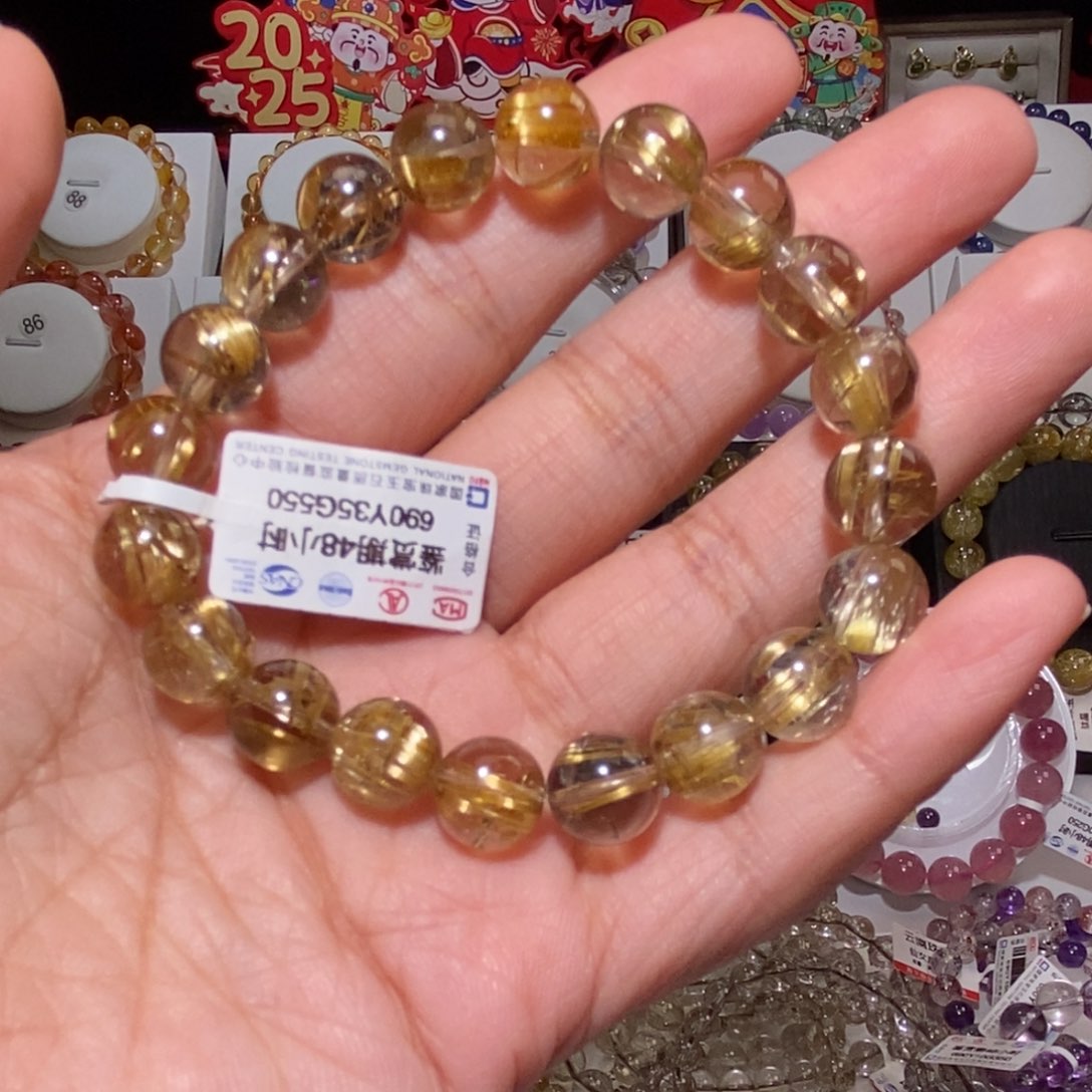 【闪购商品】发晶手串未镶嵌王****?茶钛晶9.6m