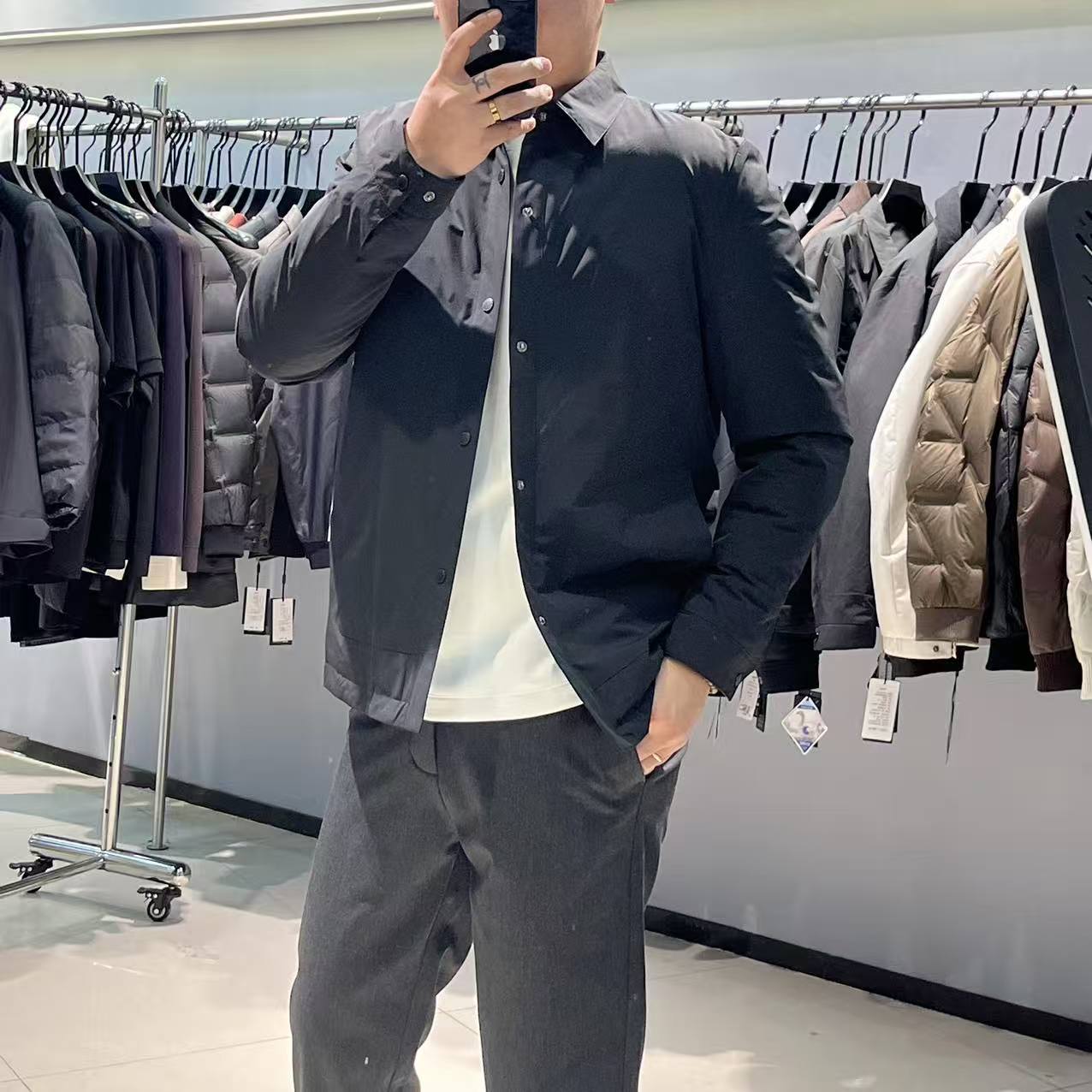 男士冬季翻领暗扣纯色高品质简约百搭款款鹅绒服-2906
