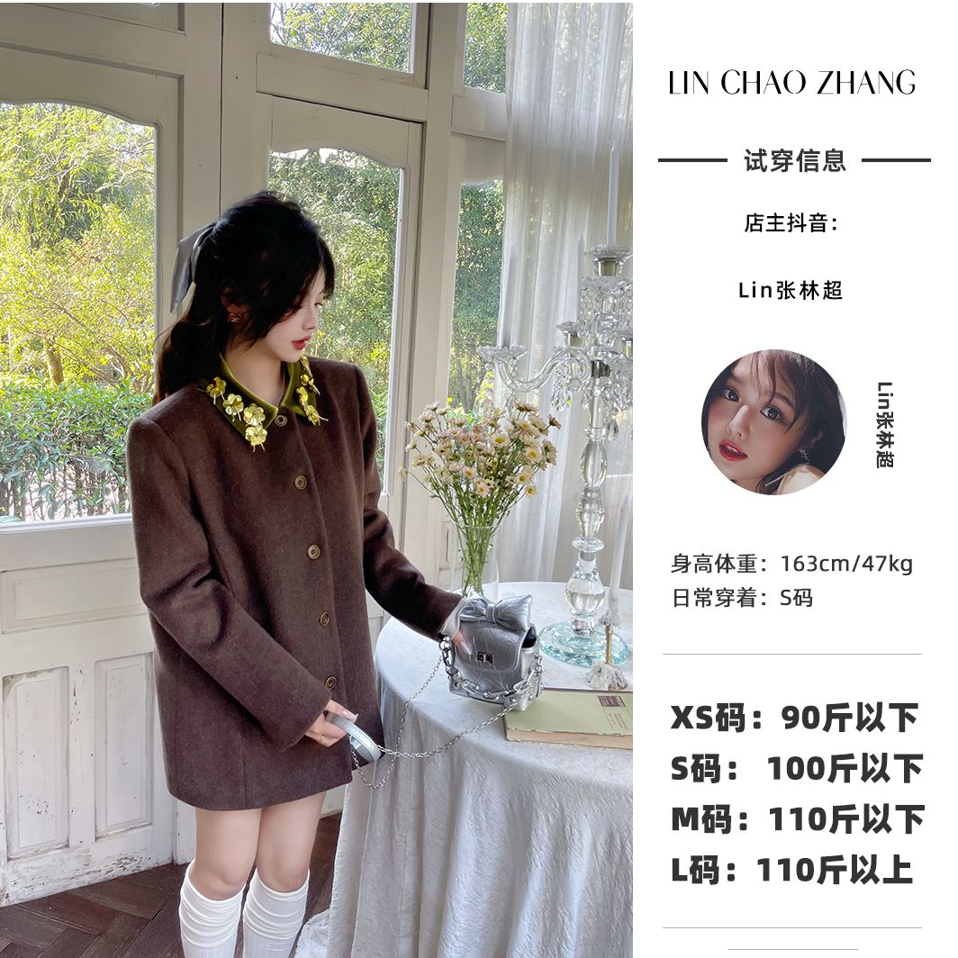LW240570 领丝绒中长款外套