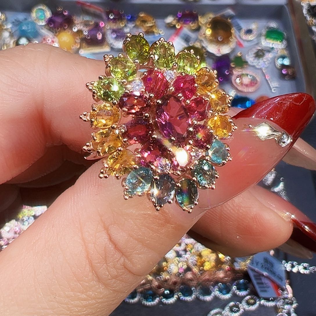 银S925镶嵌碧玺碧玺