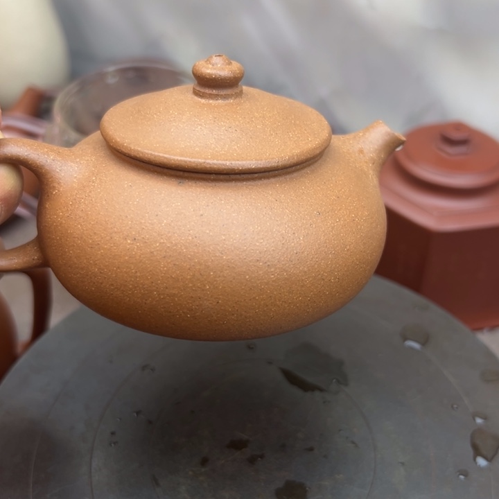 紫砂茶壶五彩寒江150c c