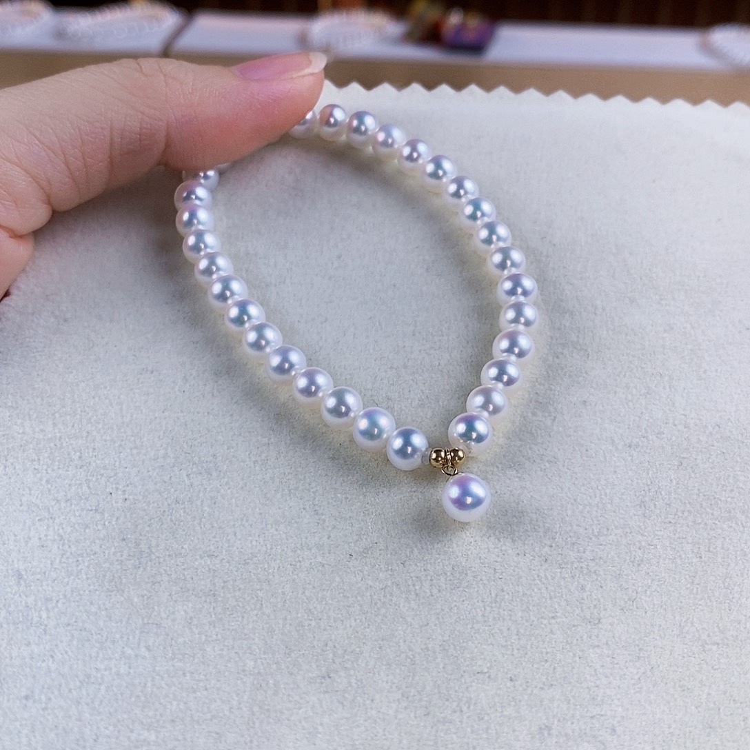 淡水珍珠18K金镶嵌手绳