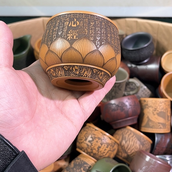 茶杯绿泥全手工紫砂主人杯