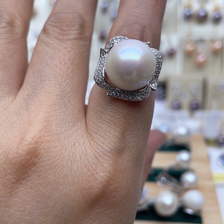 淡水珍珠戒指银S925镶嵌
