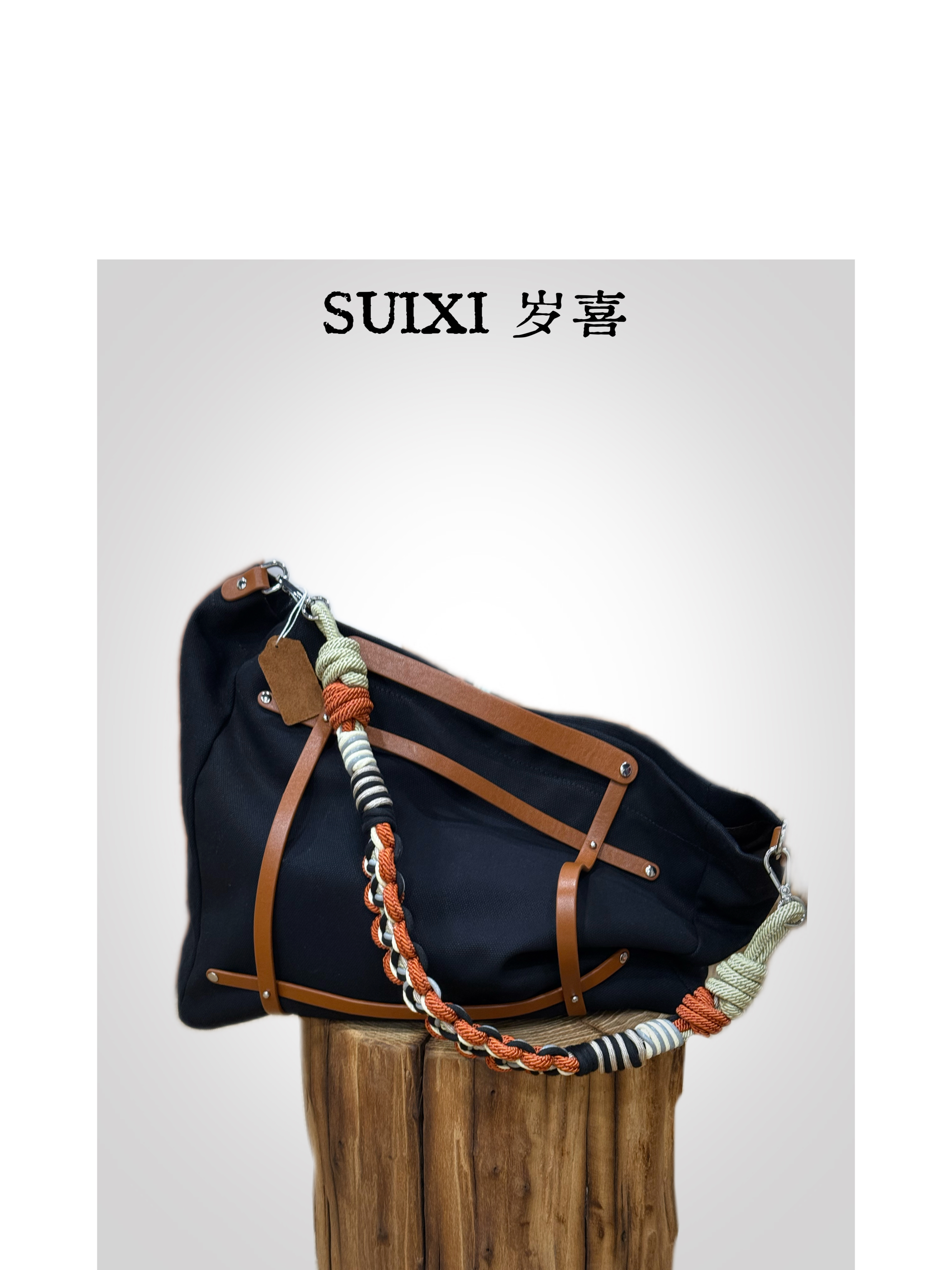 2025设计师款牛皮拼接帆布包