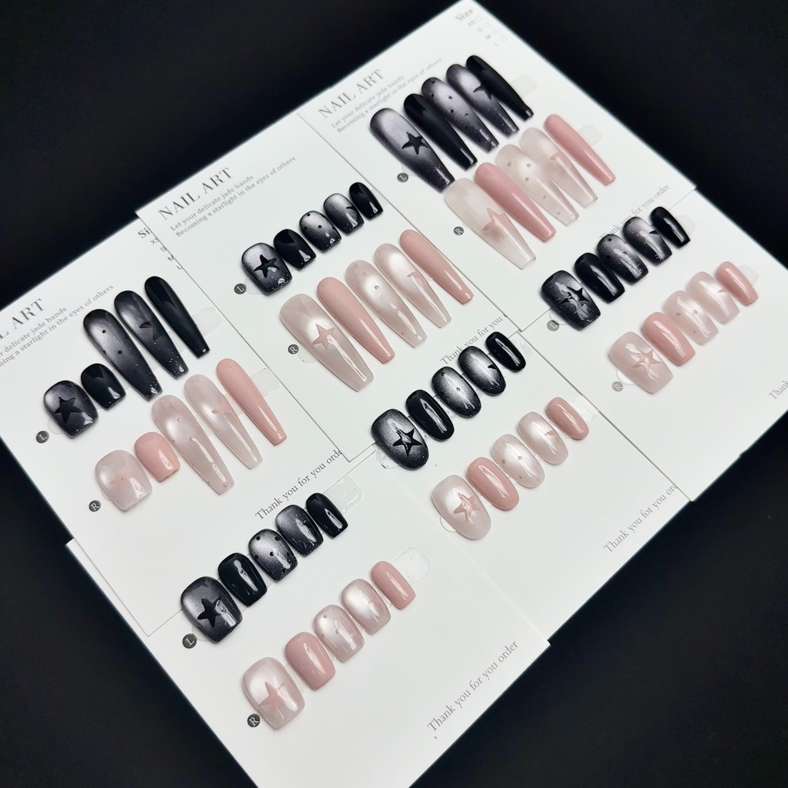 鸳鸯星星气质猫眼波点百搭显白纯手工穿戴甲游戏甲