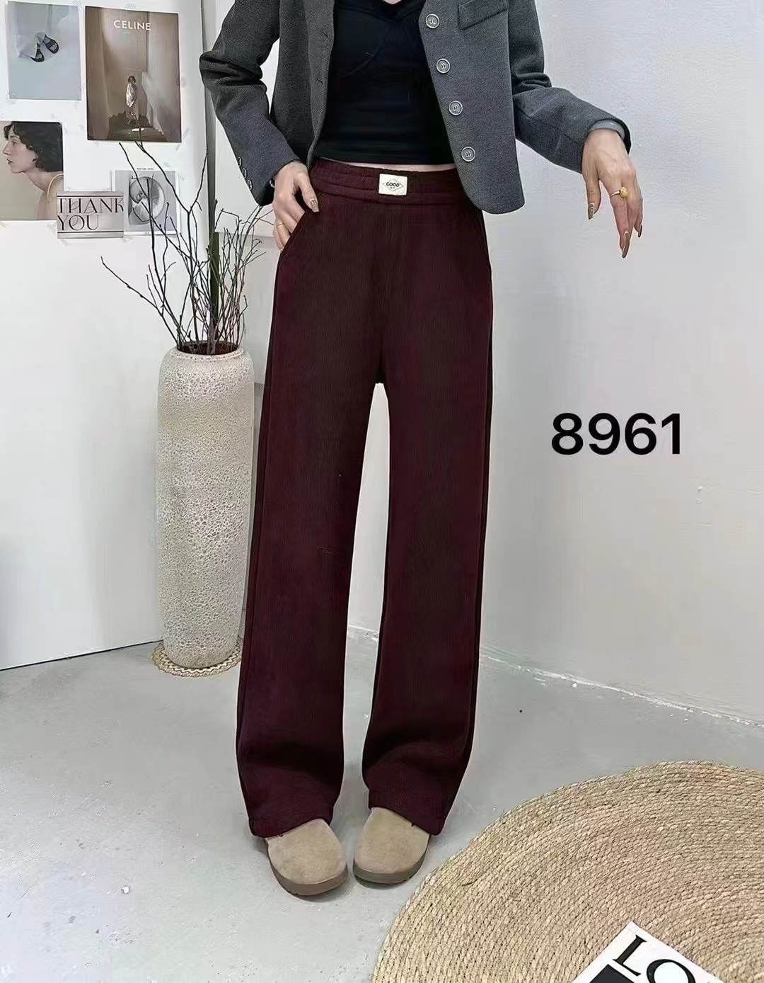 加绒直筒裤时尚显瘦