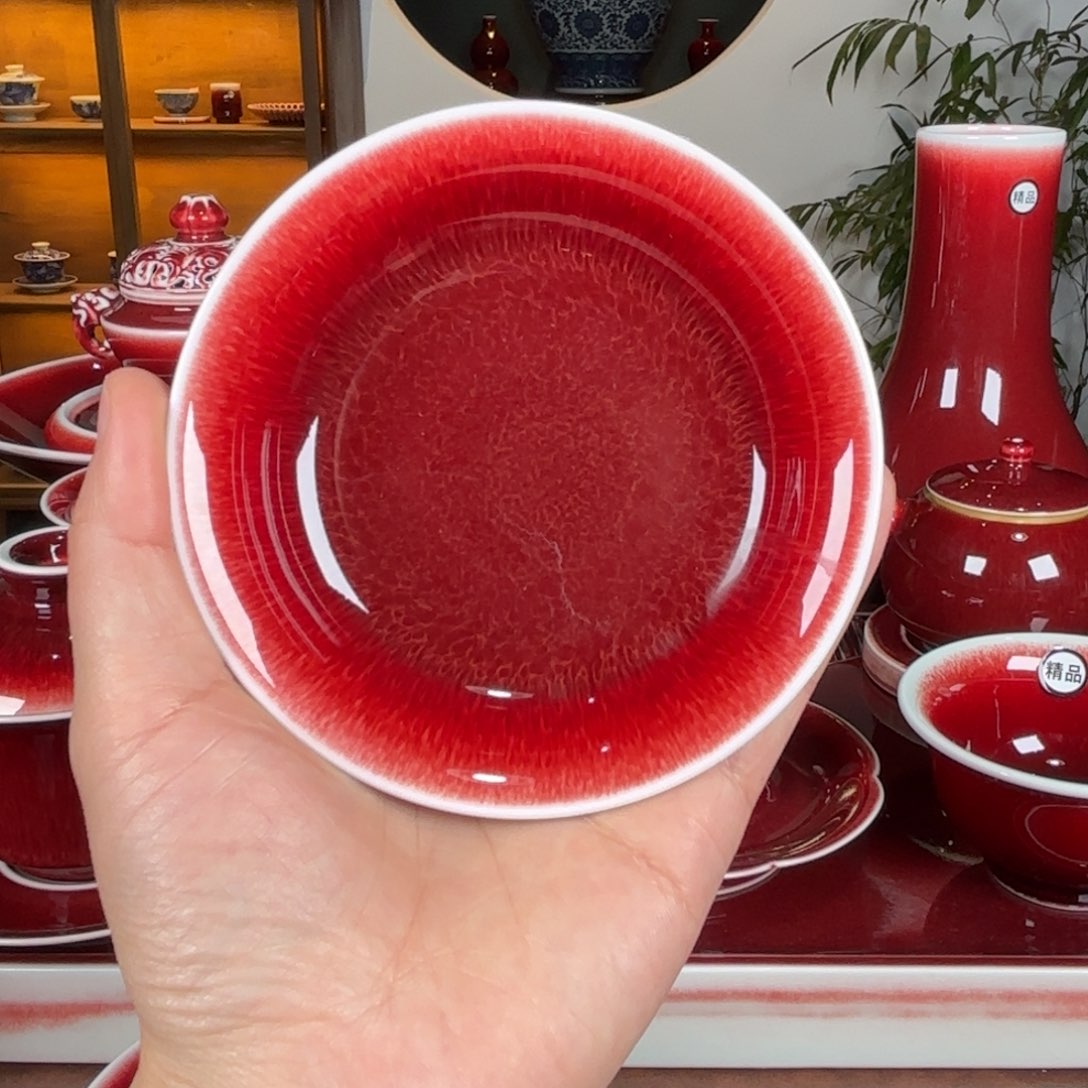 杯景德镇原矿郎红杯万能托盘