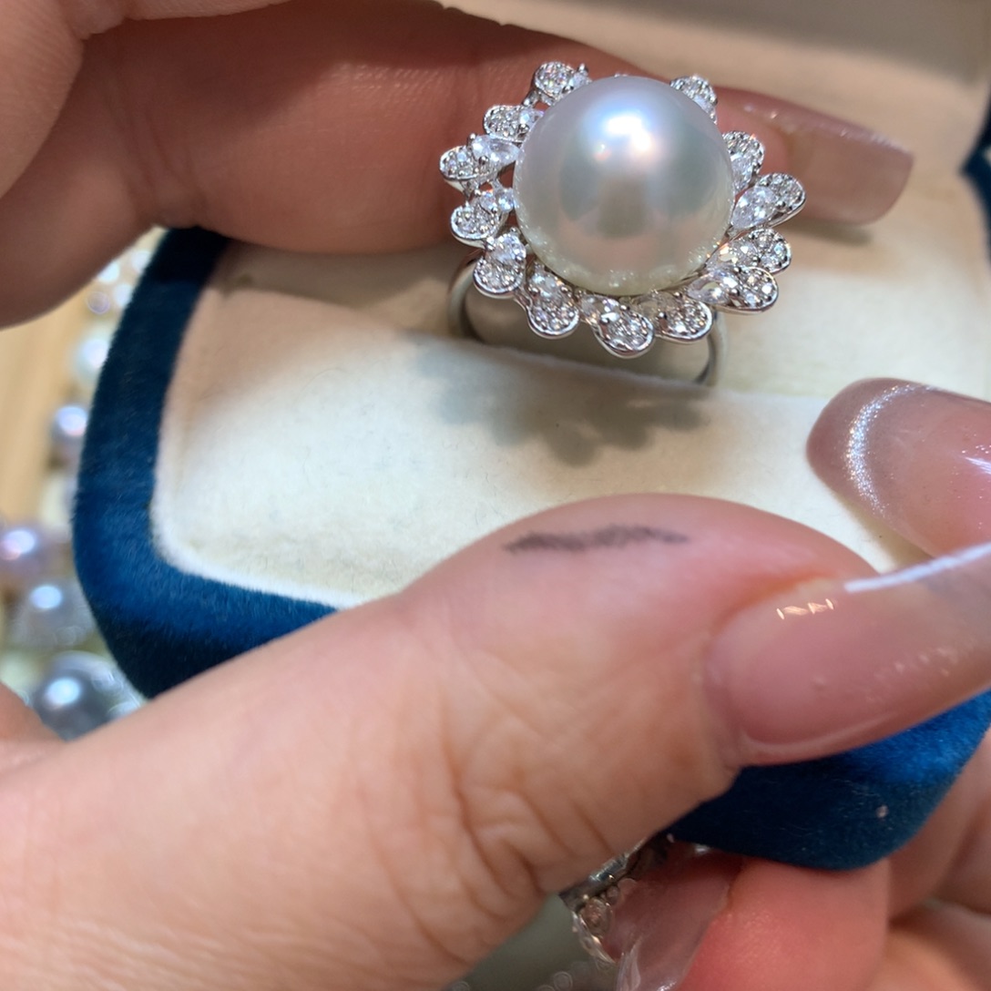 海水珍珠戒指银S925镶嵌