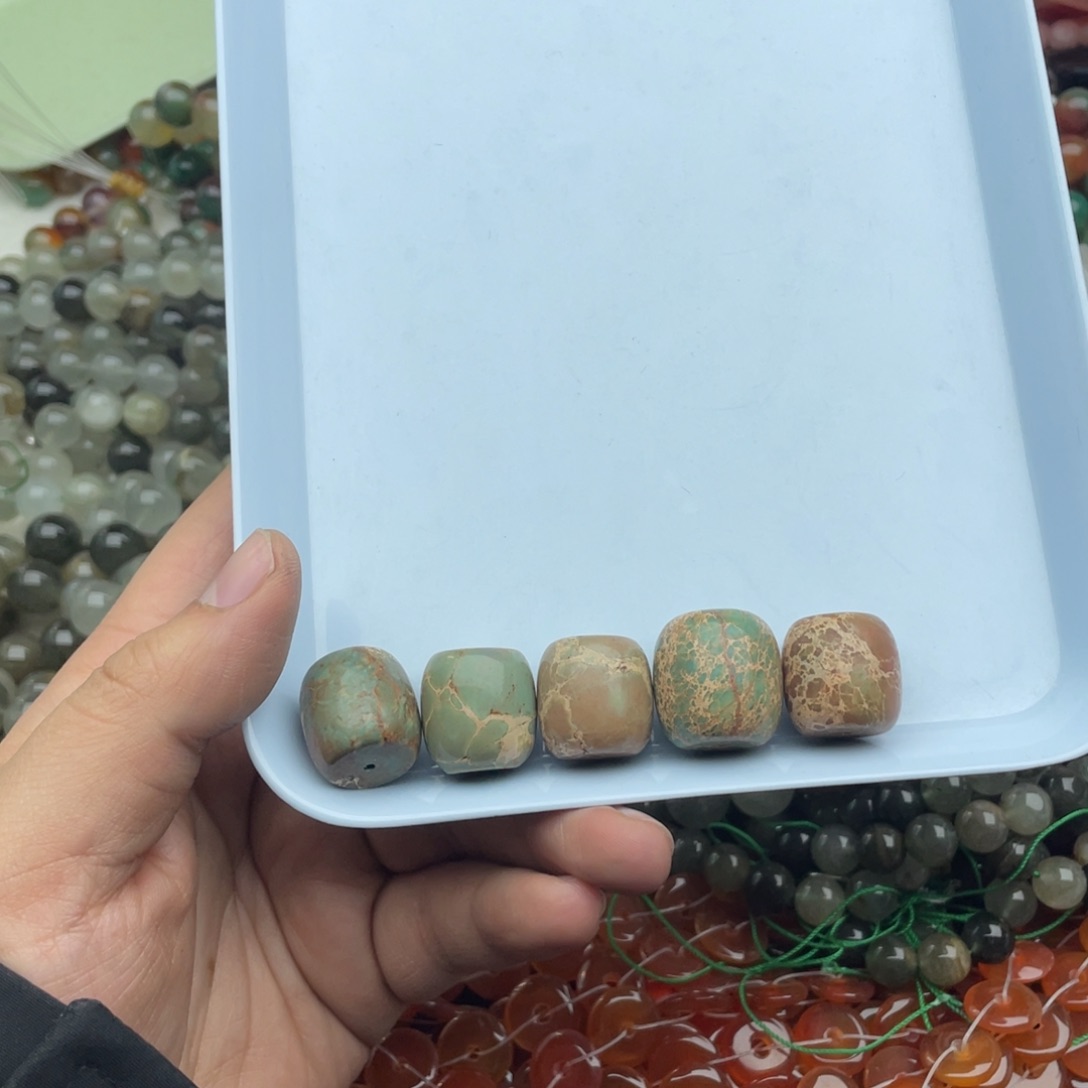 玛瑙/玉髓珠宝半成品未镶嵌5个装18mm左右帝王石桶珠